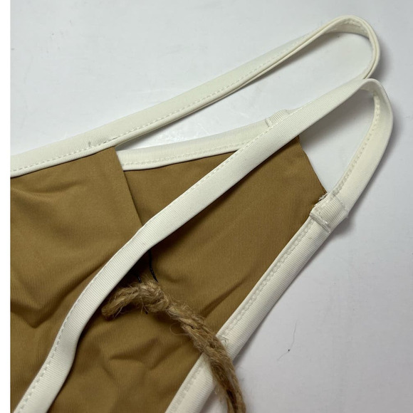 NWT Stone Fox Swim Echo Bikini Bottom, Asymmetrical Binding Detail, Tan, size XL - Picture 4 of 16